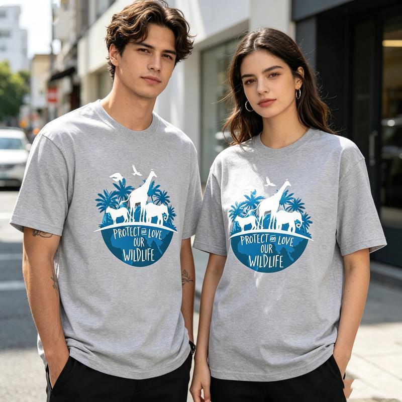 Wildlife Unisexs TShirt Protect and Love Animal Lover Unisex Tee Gift Style T Shirt Casual Summer