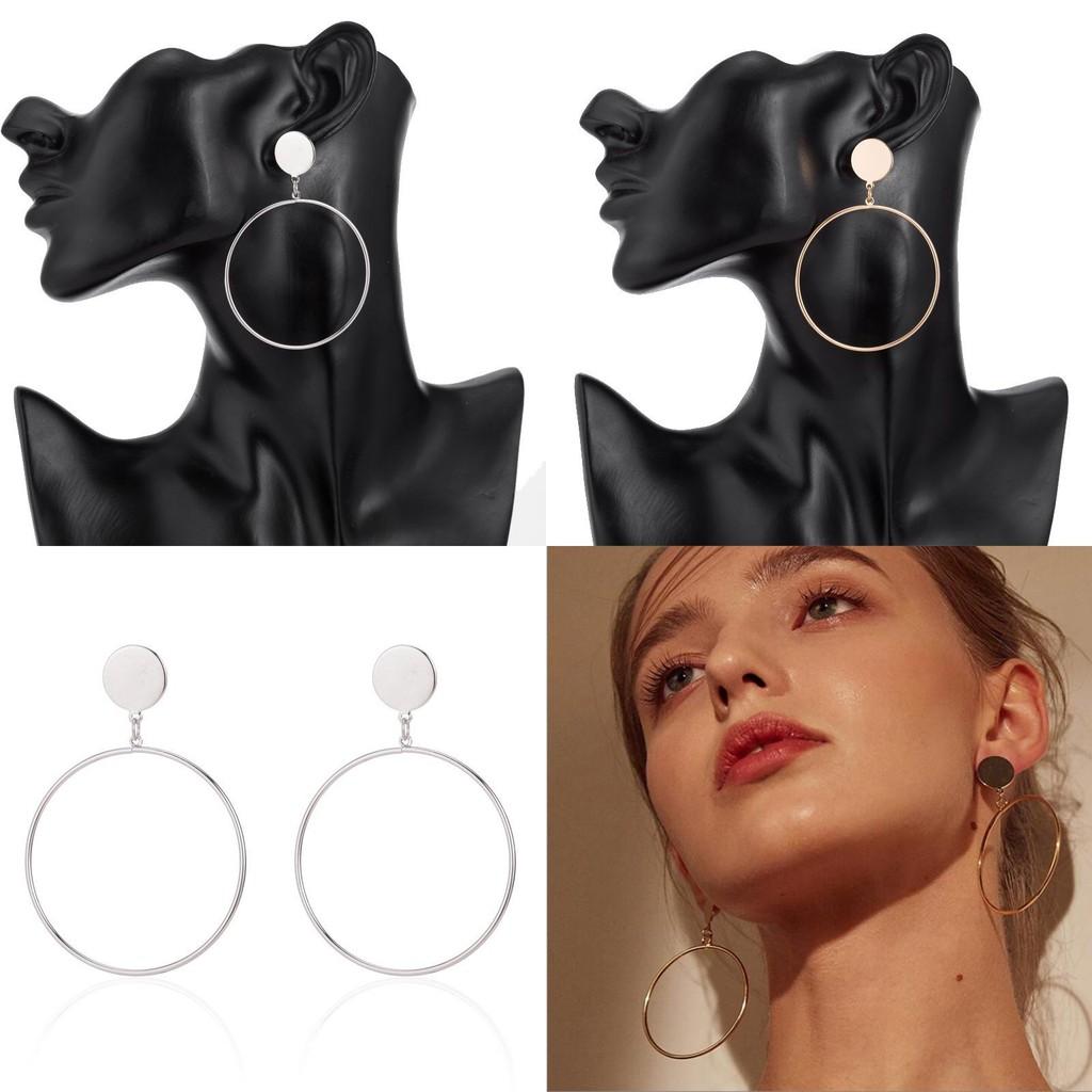 Elegant Oversized Circle Earrings Alloy Metal Chic Minimalist Big Hoops