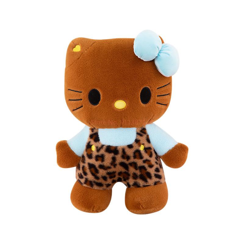 Sweet And Cool Cartoon Black Skin Leopard Print Kt Cat Soft Plush Toy Doll Kawaii Katie Cat Doll Pillow Gift Bedroom Decoration