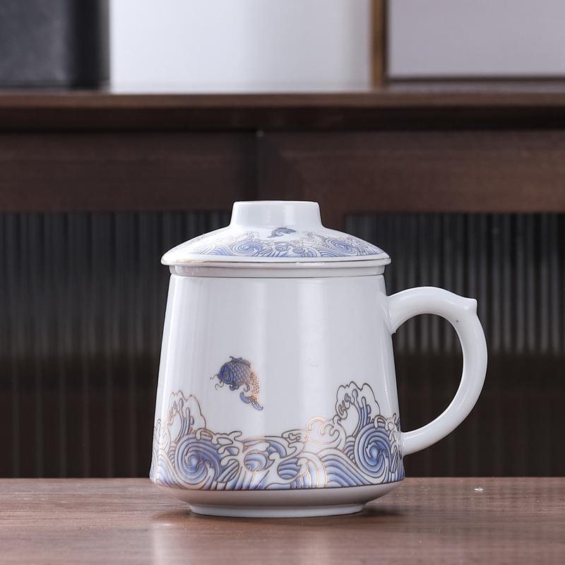 Ceramic Tea Infuser Mug with Lid and Custom Logo - Large Capacity