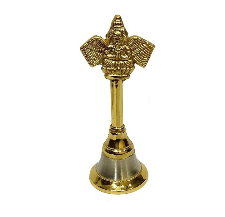 TreegoArt Traditional Metal Hand Bell Ghanti Religious Item for Home and Temple - 3 Inches Height золотистый