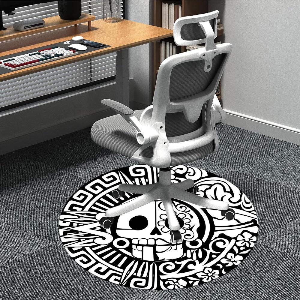1pc Day of the Dead, Skull Office Round Area Rug,  Mat Suitable For Office, Under Office Chairs Bedroom Living Room Home Decor, Room Deco