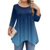 Dámská trička s 3/4 rukávem plus size, tunikové topy s kulatým výstřihem, základní volný střih, trička L-5XL