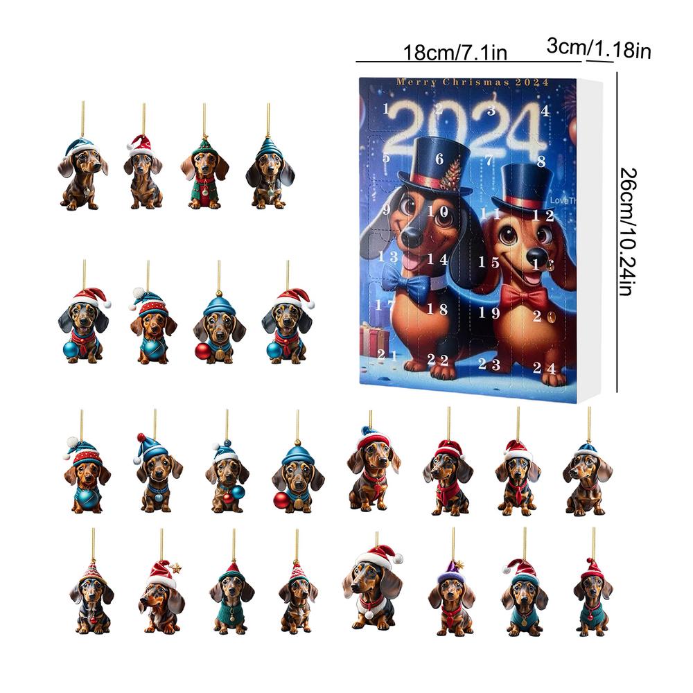 Dachshund Advent Calendar 2025 24 Days Of Christmas Dachshund Pendant Set 2D Dachshund Pendant 24 Days Christmas Countdown M