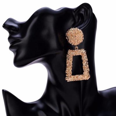 Large Retro Earrings Women's Gold Geometric Earrings Metal Earrings Hanging Fashion Jewelry Trend