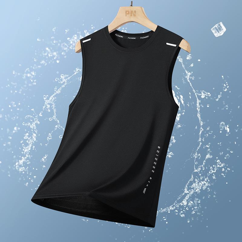 2025 New T-shirt Men's Ice Silk Quick-drying Short-sleeved Ice Silk Short-sleeved Vest