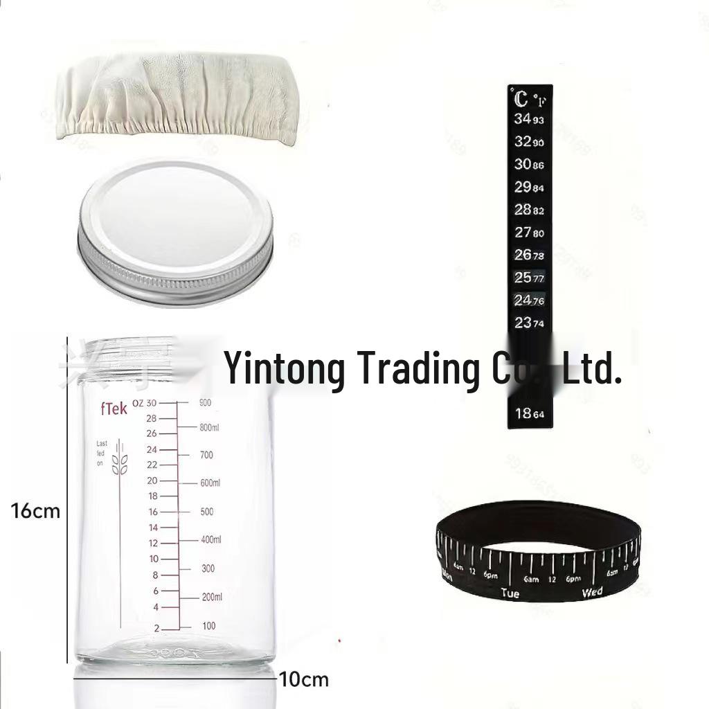 24oz Sourdough Fermentation Glass Jar with Thermometer & Lid for Bread Baking