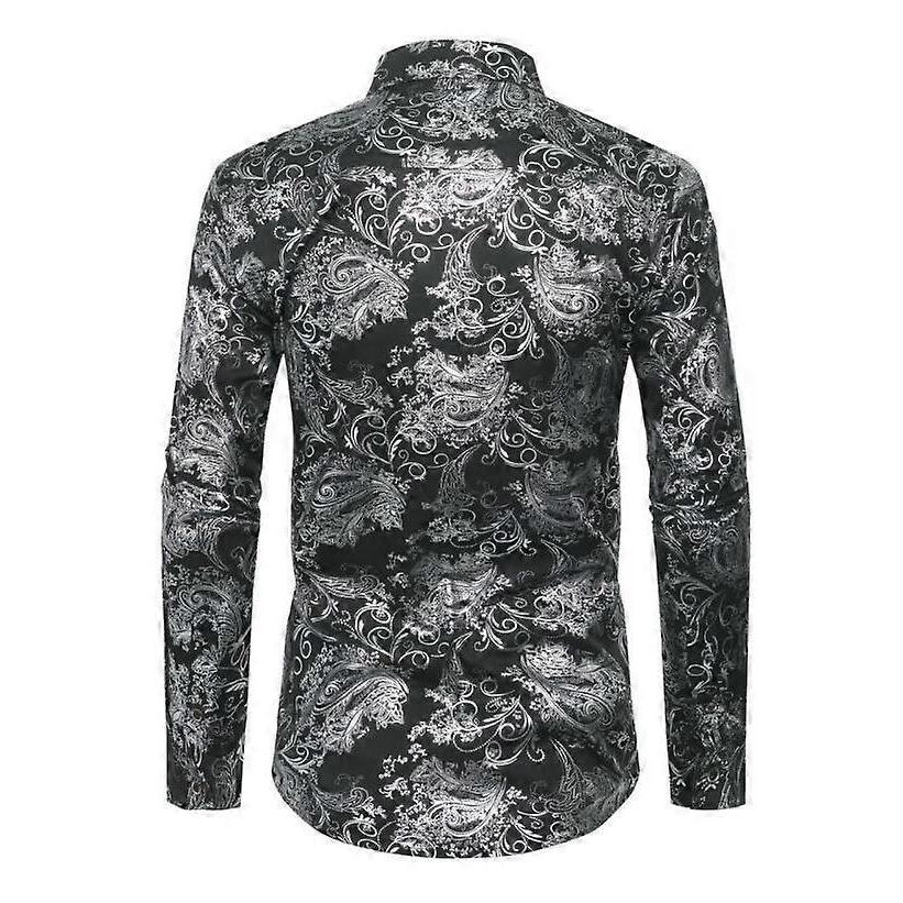 Camicia Casual da Uomo a Maniche Lunghe con Bottoni e Jacquard