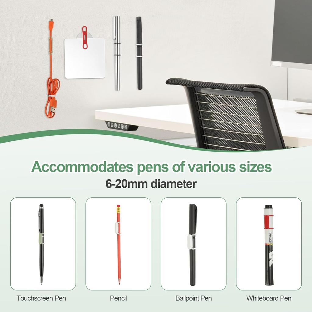 PATIKIL 4 Pcs Magnetic Pen Pencil Holder, Silicone Flexible Pencil Holder Adjustable Organizer Clip with 4 Metal Sheet for Refrigerator Whiteboards