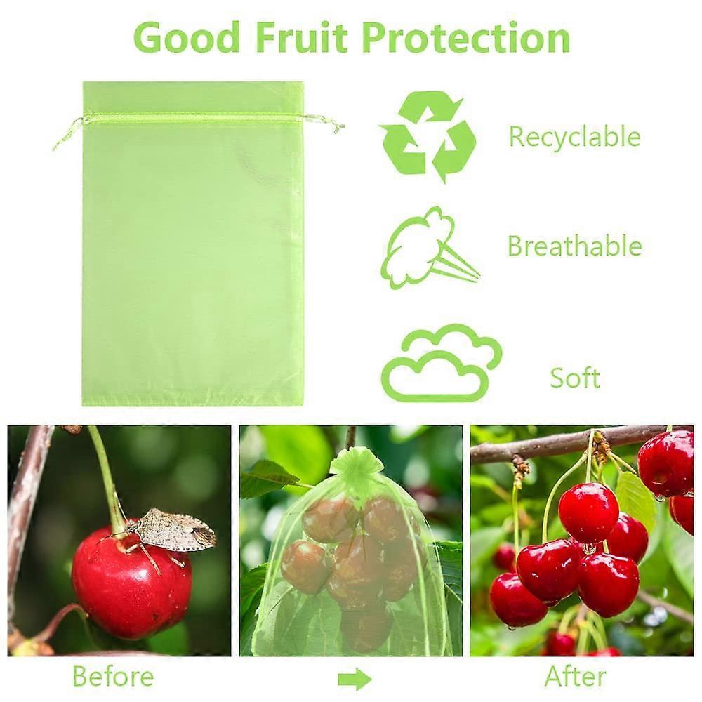 Fruit Protection Bags, 50pcs Fruit Netting Bags with Drawstring, Garden Fruit Cover Mesh Bag