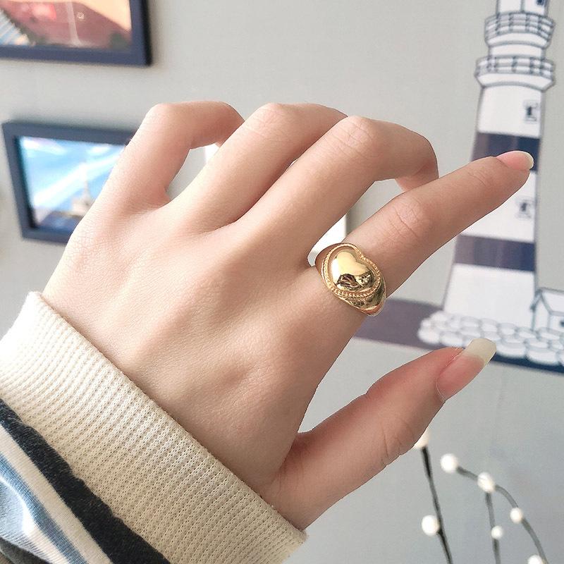 ANENJERY Anel para mulheres anéis suaves em forma de coração ajustável joias de festa atacado