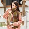 New Korean Style Autumn and Winter Plaid Double Sided Red Scarf Versatile Thickened Warm Scarf  Versatile Double Faced Scarf for Men