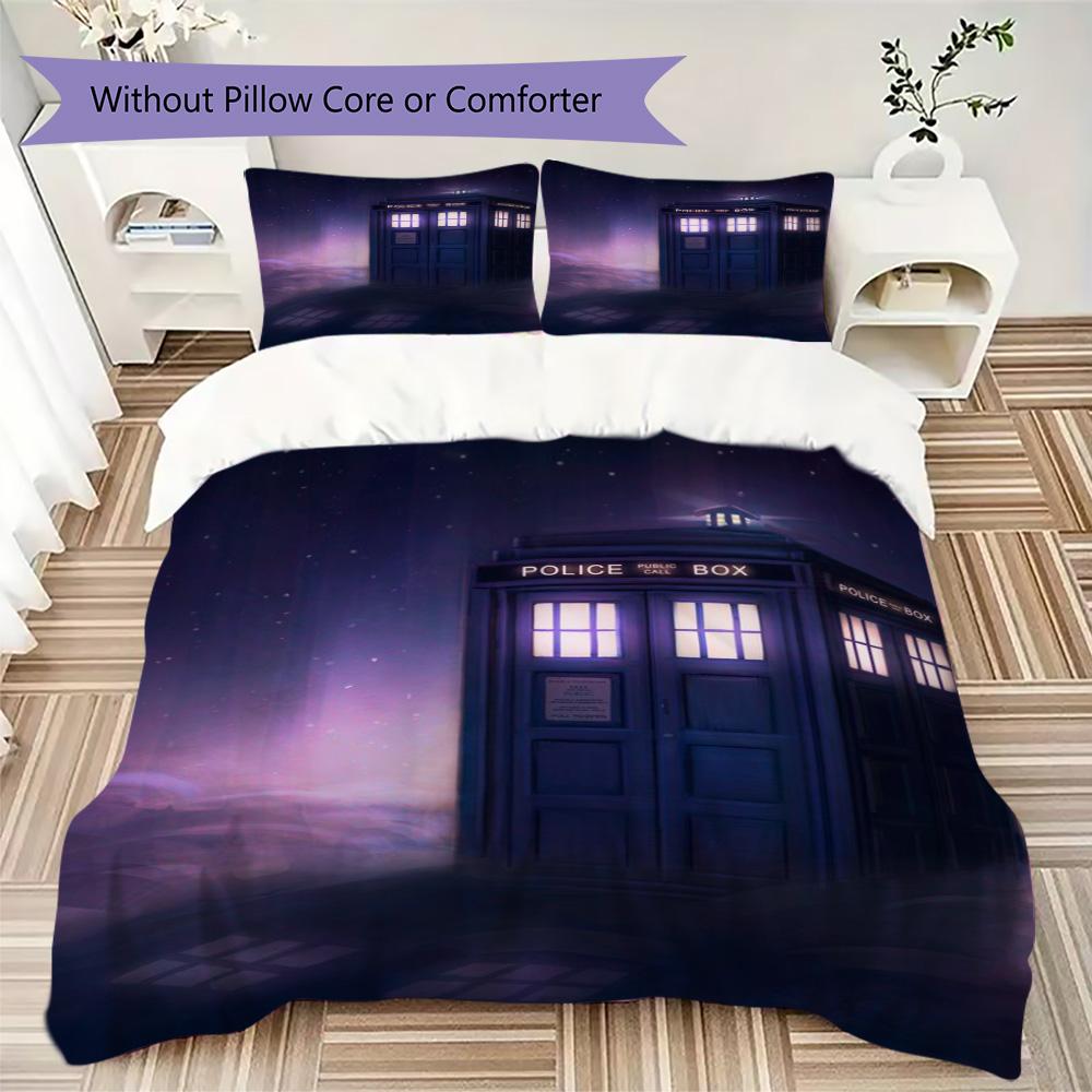 Dark-themed Doctor Who Pattern Bedding,Quilt Set Quilt Cover Pillowcase Home Birthday Gift (1*duvet Cover+2*pillowcase,without core)NSJT0928195