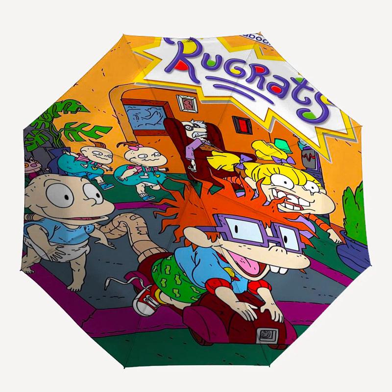 Rugrats Themed Automatic Opening and Closing Umbrella, Compact Travel Umbrella, Lightweight and Portable, Suitable for Beach Commuting Busin