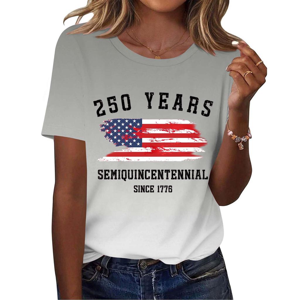 Women's Casual Short Sleeve Printed T-Shirt Crew Neck Lightweight Top for Everyday Wear Soft Fabric Comfortable Fit