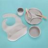 Silicone Baby Tableware Set: Non-slip Bowl, Bib, Plate, Fork & Spoon - Food Grade Material