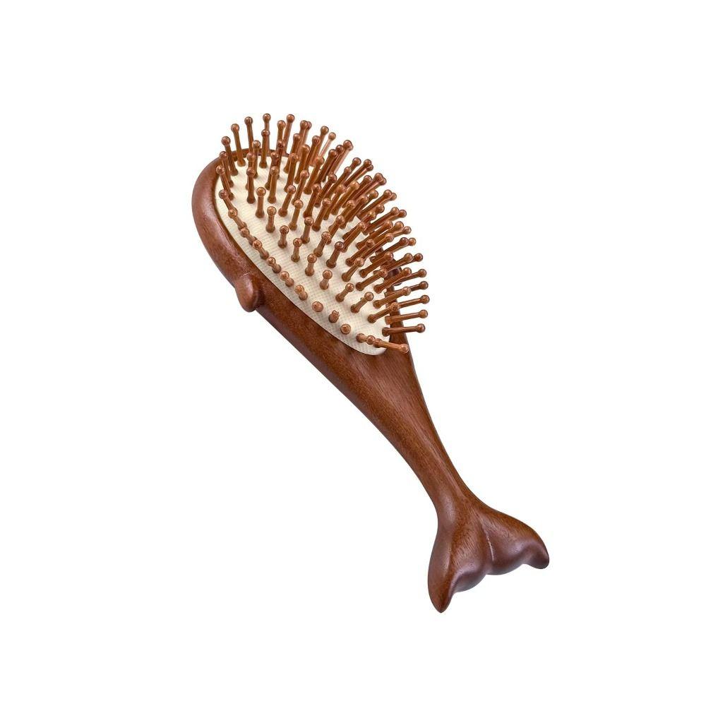 High Quality Anti Static Sandalwood Hair Comb Whale Style Brown Massage Brush Meridian Massage Wooden Styling Comb Gift