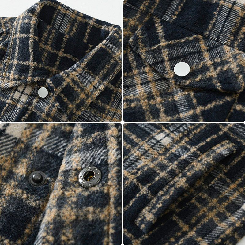 New American-Style Casual Plaid Lapel Jacket for Men and Women, Trendy Brand, Autumn Loose-Fitting Versatile Shirt Coat