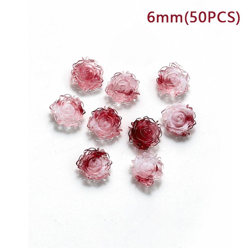 

50Pcs 3D Resin Flowers Nail Art Charms Accessories Rose Camellia Nail Decor Diy Nails Decoration Materials Manicure Salon Supply 6mm