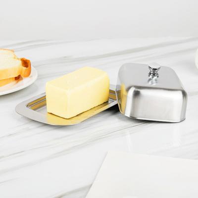 Butterdose aus Edelstahl mit Deckel Luftdichte Butterdose für Arbeitsplatte Kühlschrank Butteraufbewahrungsbehälter Tablett für Frischkäse