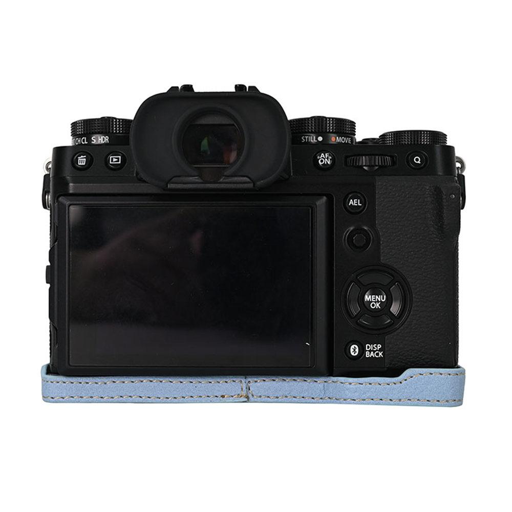 Magnetic PU Leather Camera Half Case for Fujifilm XT5 Fuji X-T5 Litchi Skin Bottom Opening Cover