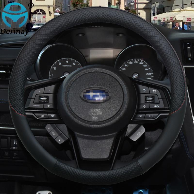 

100% брендовый кожаный чехол на руль автомобиля DERMAY, противоскользящий для Subaru Forester Legacy XV BRZ WRX, высокое качество, авто чёрный