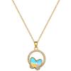Colorful Ring Butterfly Light Luxury Temperament Gorgeous Full Diamond Necklace Women'S Versatile Collarbone Chain Titanium Steel Chain