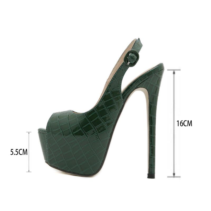 2025 New Stone Pattern Women's Stiletto Sandals 16cm Fish Mouth Waterproof Platform Banquet Dress Shoes Women Shoes