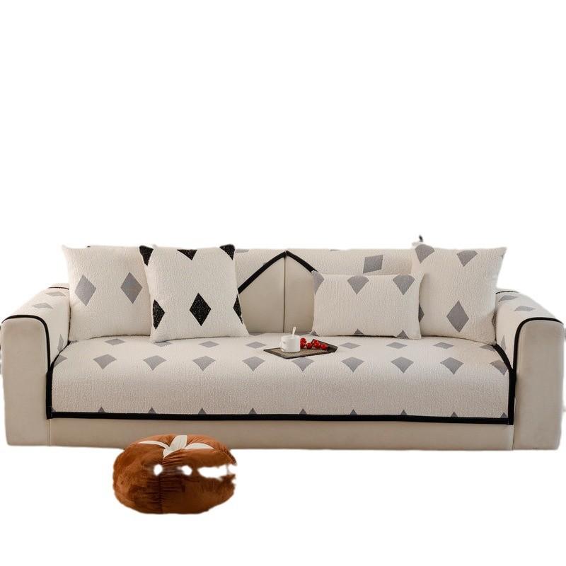 Mittelalterliches Sofakissen Herbst und Winter Neu Leichter Luxus High-End Sitzkissen Rutschfest Retro Leder Sofabezug Bezugsstoff