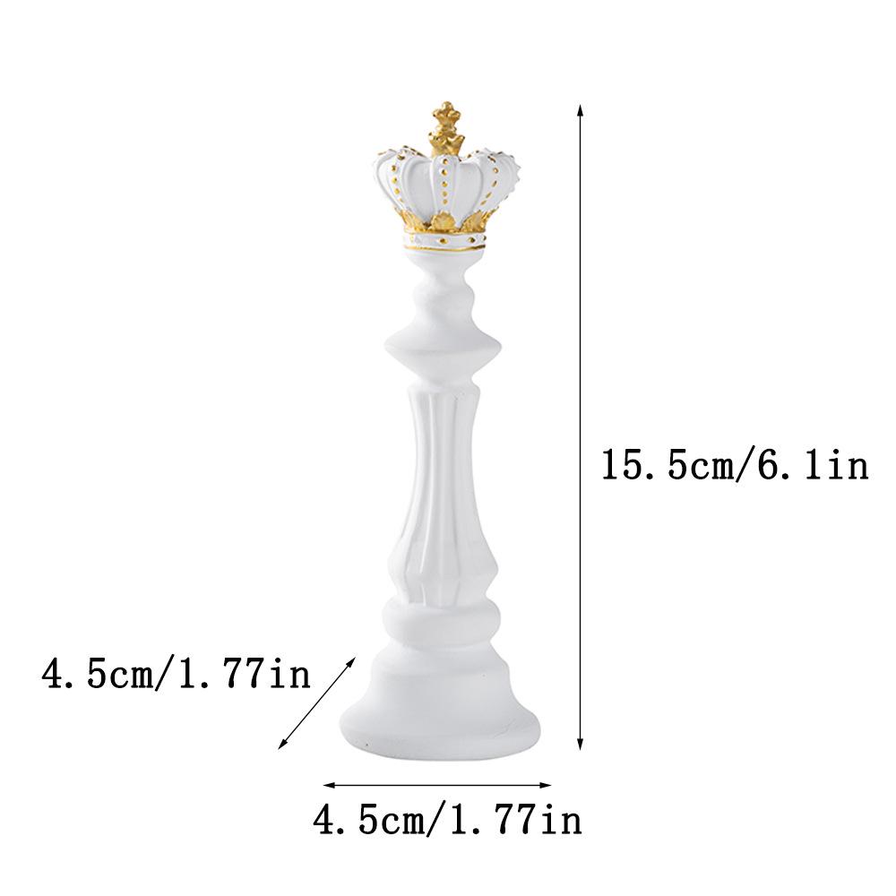 Small International Chess Resin Ornament - Desktop Decor with King, Queen & Horse Pieces