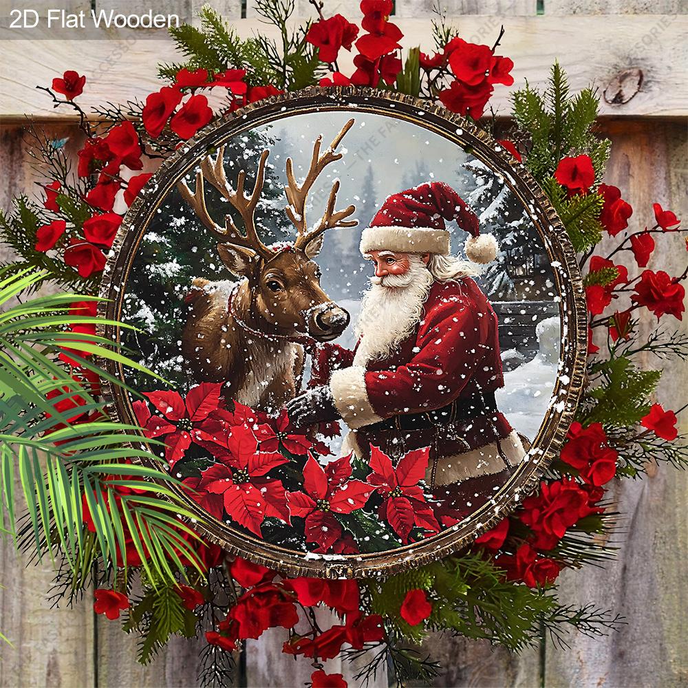 Christmas decoration sign,indoor hanging decorations,wall art,2D flat Wooden products with Santa Claus patterns,Christmas gifts for friends and family
