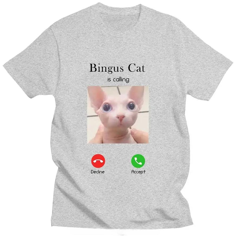 Bingus Cat Is Calling Memes 2026 New Fashion Cat Print Tshirt Summer Women Shortsleeved Clothes Loose Sports Couple Funny Tops