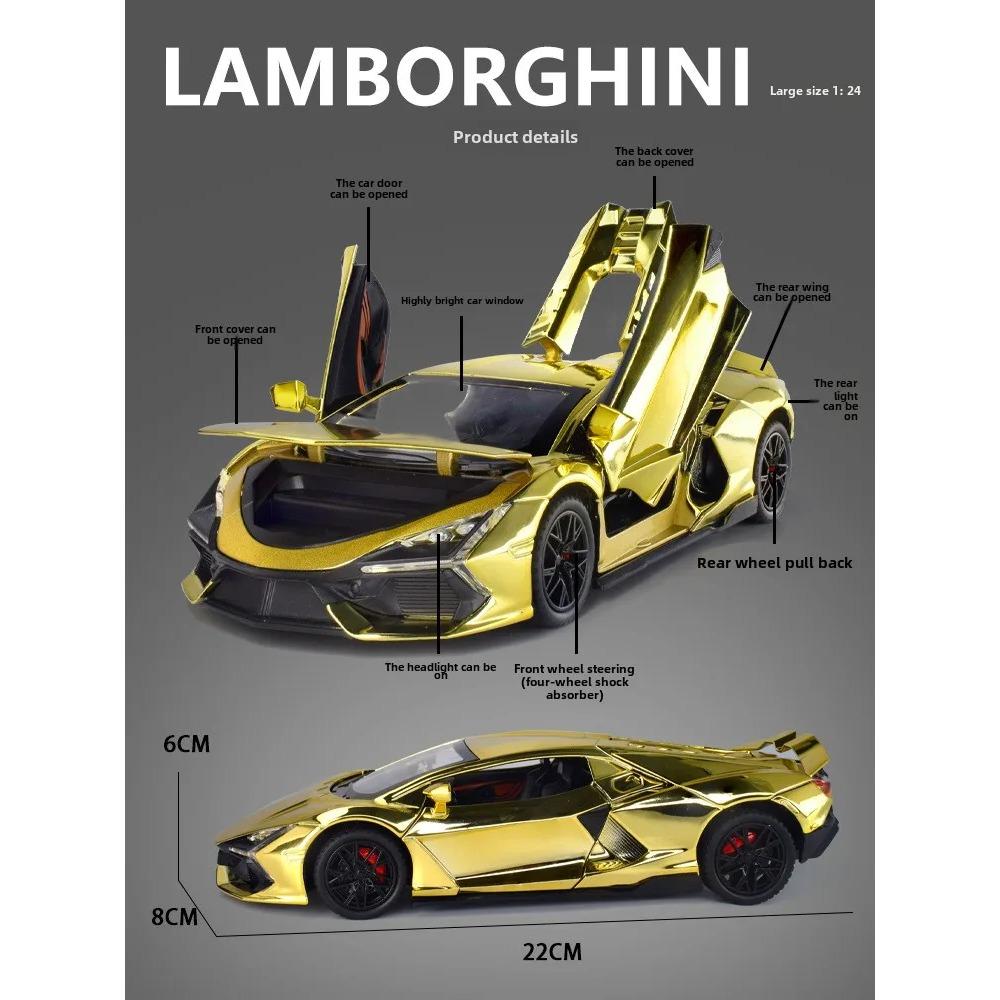 Simulation 1/24 Lamborghini Revuelto Super Car Model with Sound Light Children Boy Birthday Gift Miniature Voiture Home Decor