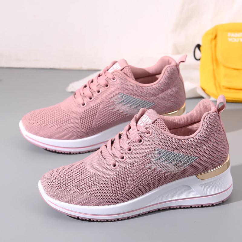 Shoes women's new wedge heel women's shoes platform shoes breathable and comfortable fly-woven mesh shoes casual sports shoes