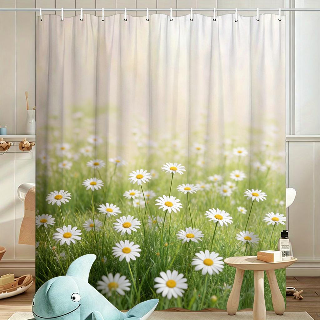 Vibrant Sunflower Field Waterproof Shower Curtain for Bright Bathroom Decor