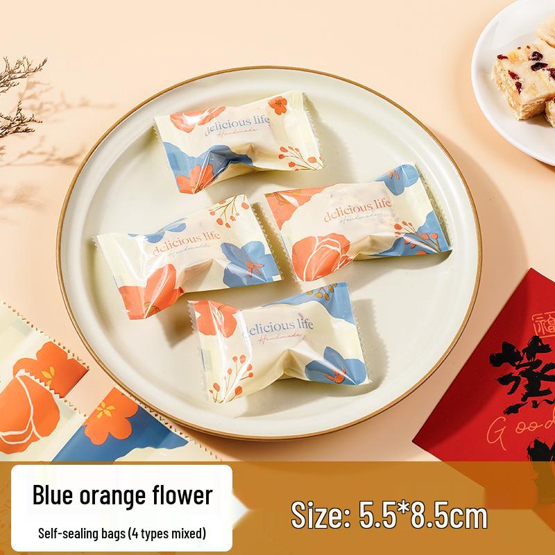 Snowflake Nougat Candy Sealing Bags for Cookies, Biscuits, Toffee, and Baking.