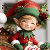 Festive Lawn Stakes Christmas Elf Garden Stake, Reindeer Sleigh Acrylic Yard Art Outdoor Decorations Waterproof Xmas Ornament for Holiday Flower