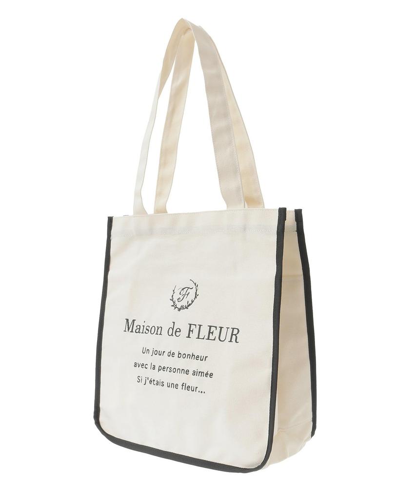 Maison de Fleur Piping Square Tote Bag, Women's, 08000790600, Black