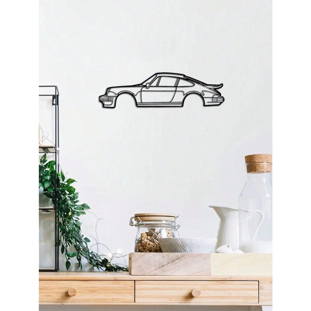 Metal Porsche 911 Turbo Wall Art Sculpture, Creative Iron Home Decoration, Unique Car Pendant Ornament for Indoor Living Room Decor