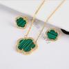 Top Quality Women Girls Five Leaf Flower Set Necklace Earrings Fashion Luxury Natural Stone Shell Set High Quality Zircon Gifts