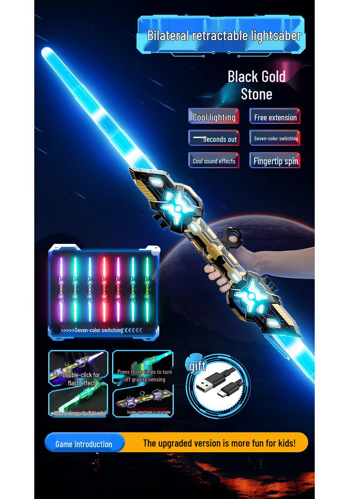 Lei Teng Double-Edged Holy Sword: 2-in-1 Laser & Luminous Treasure Sword - Perfect Birthday Gift for Kids Laser Sword