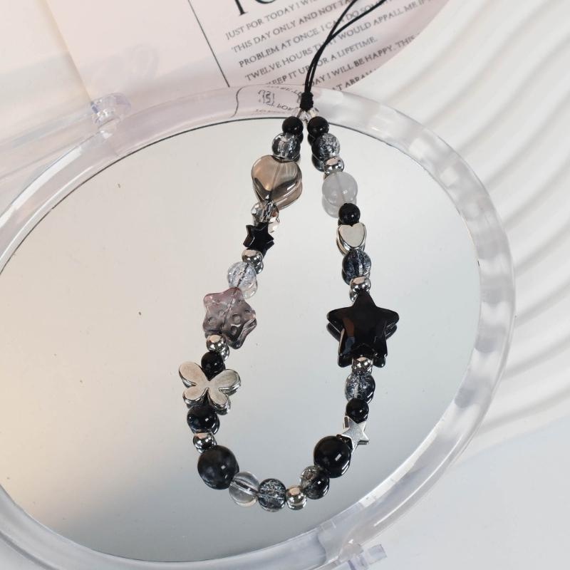 Fashion Cute Cellphone Lanyard Bracelet Mobile Phone Strap Elegant Colorful Beaded Pendant Antilost Wrist Chain Jewelry