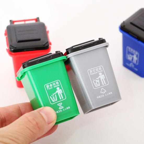 4Pcs Miniature Trash Cans Realistic DIY High Simulation Pretend Play Toys