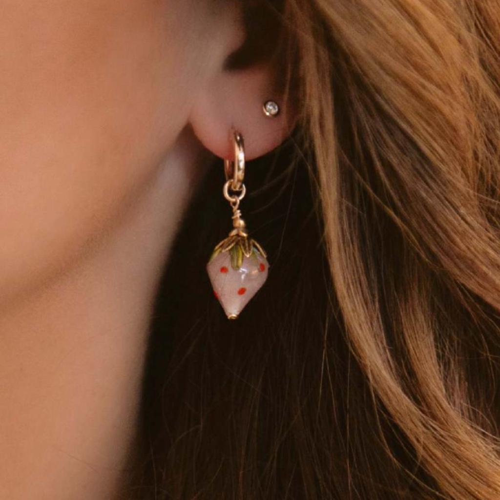 Fashion Summer Color Fruit Series Strawberry Raspberry Earrings Earrings Gold-Plated Color Retention