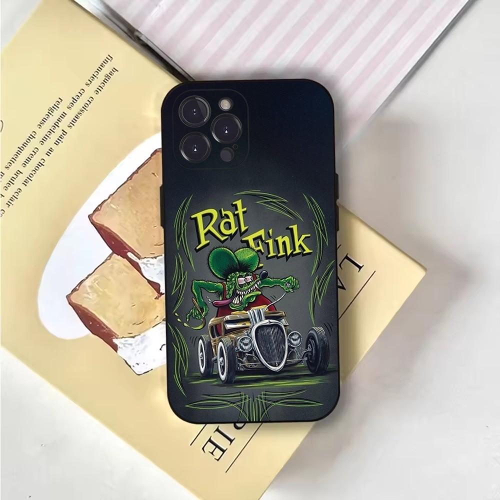 Cartoon Rat Fink RF Phone Case For iPhone 16,15,14,13,12,11,Pro,X,XS,Max,XR,Plus,Mini Soft Black Cover