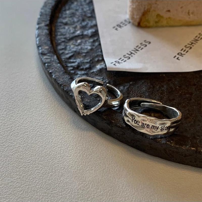 Fashionable Heart Design Copper Ring For Women Elegant Adjustable Statement Piece