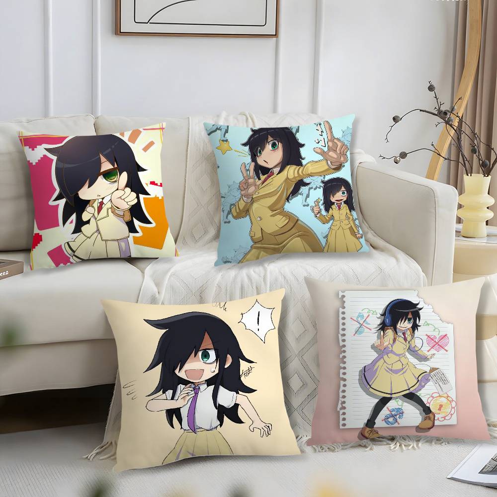 K-Kuroki T-Tomoko Pillow Case Office Sofa Dorm Chair Back Short Plush Double-Sided Printing Home Cushion Cover