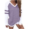 Fashion Women's V-collar Splicing Long Sleeves Leisure Time Tops Blouses