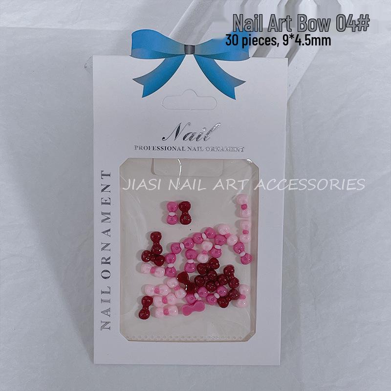 

Hello Kitty 3D Bow Heart Nail Art Accessories - Cute Cartoon Press-On Nails