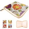 Carteira Bifold Feminina Tendência Yamagishi, Couro Genuíno de Vaca, Zíper Redondo, Compacta, Estampa Floral de Alta Qualidade, Embossada Floral Retrô,